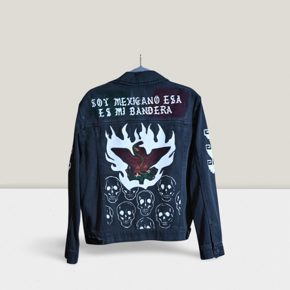 Hand-Painted Denim Jacket – Viva Mexico Tribute